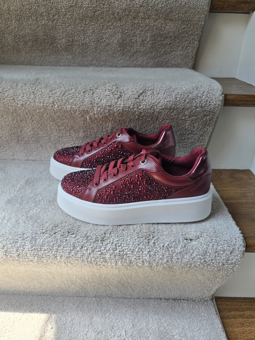 Michael Kors Platform Sneakers with Red Crystal Studs
